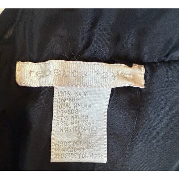 Rebecca Taylor Y2K Silk Knee Length Dress Women’s Size 2 Black Romantic - Picture 6 of 6